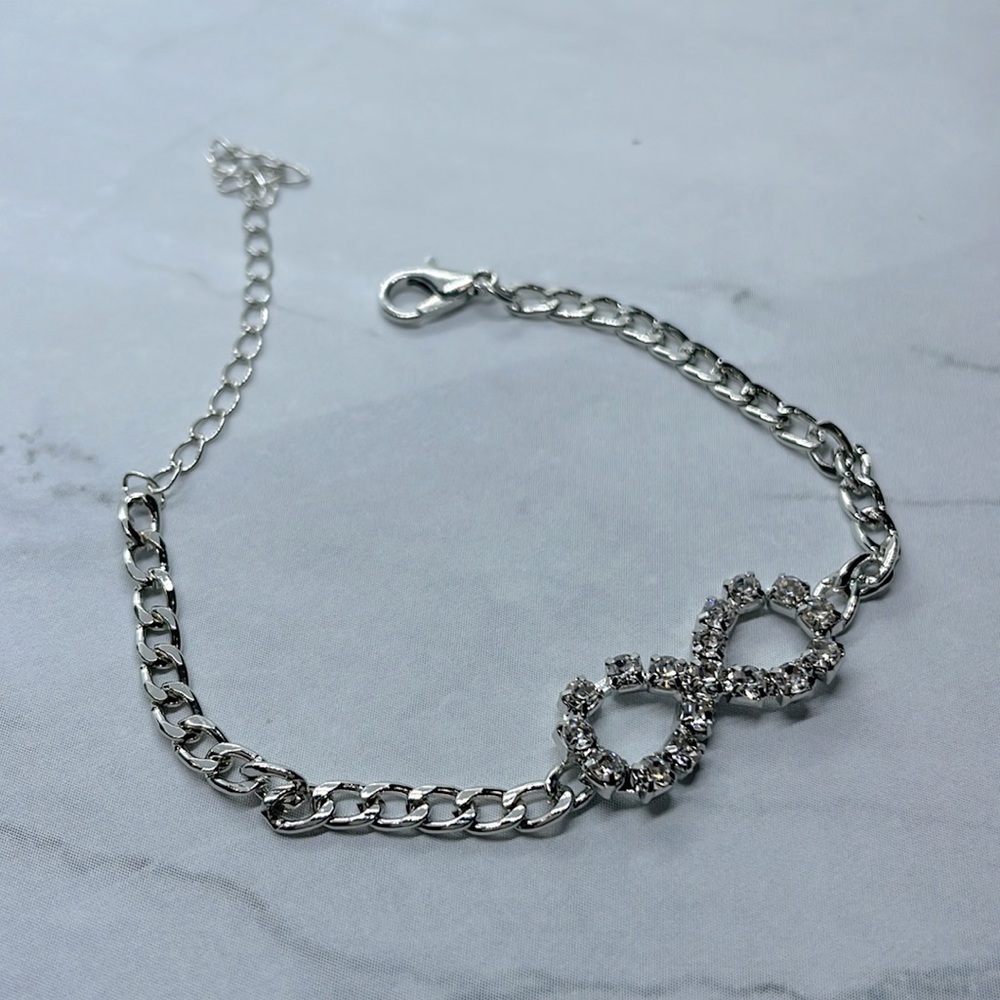Infinity Rhinestone Silver Bracelet - Picture 4 of 9